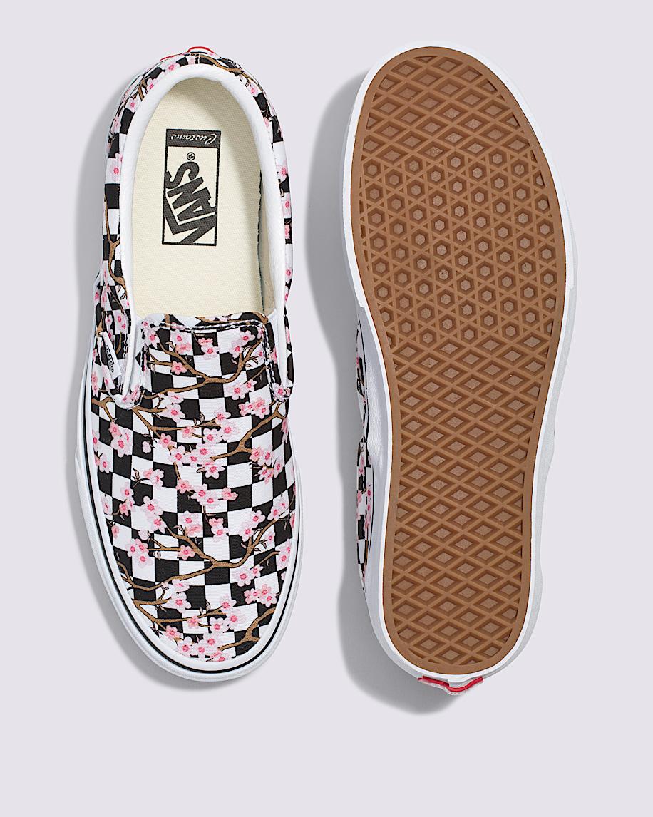 Customs Classic Slip-On Checkerboard Shoe in Cherry Blossom Pink / Black| Vans US Product Image