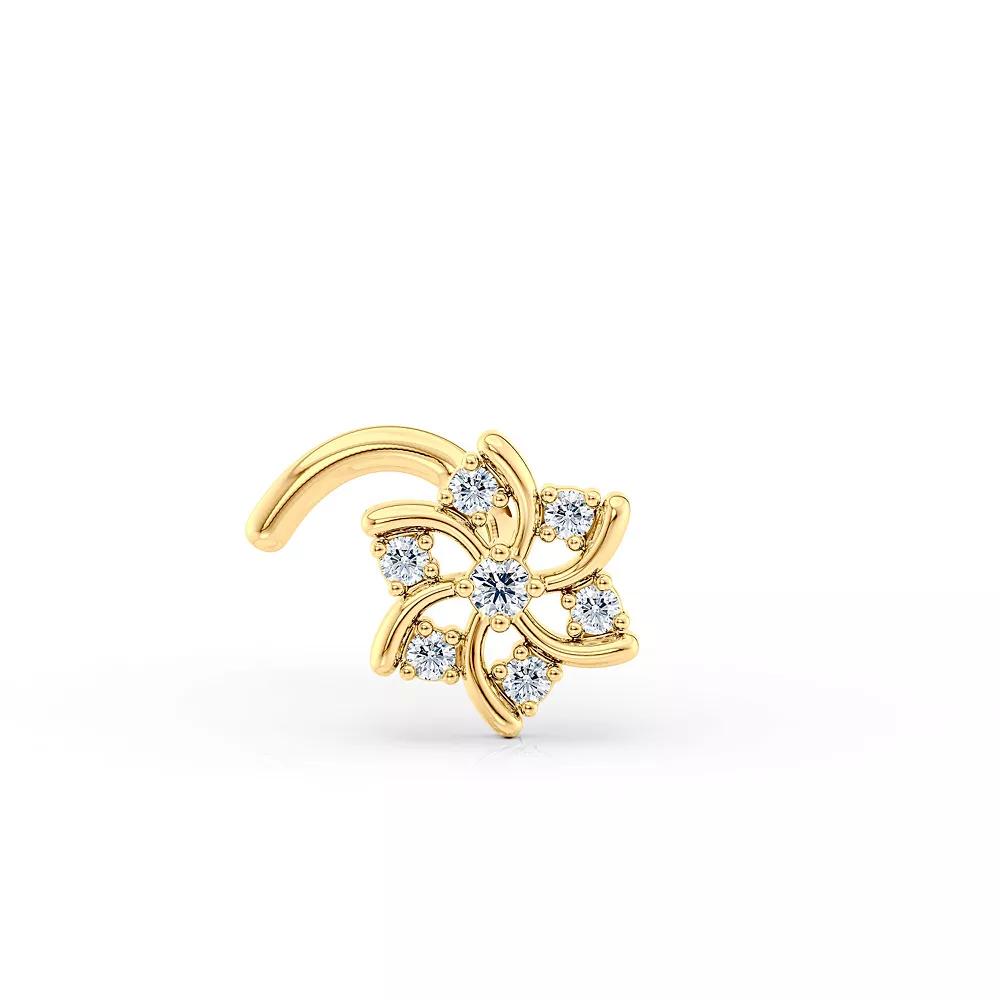 Lila Moon 14k Gold Cubic Zirconia Flower Curved Nose Ring, Women's Product Image