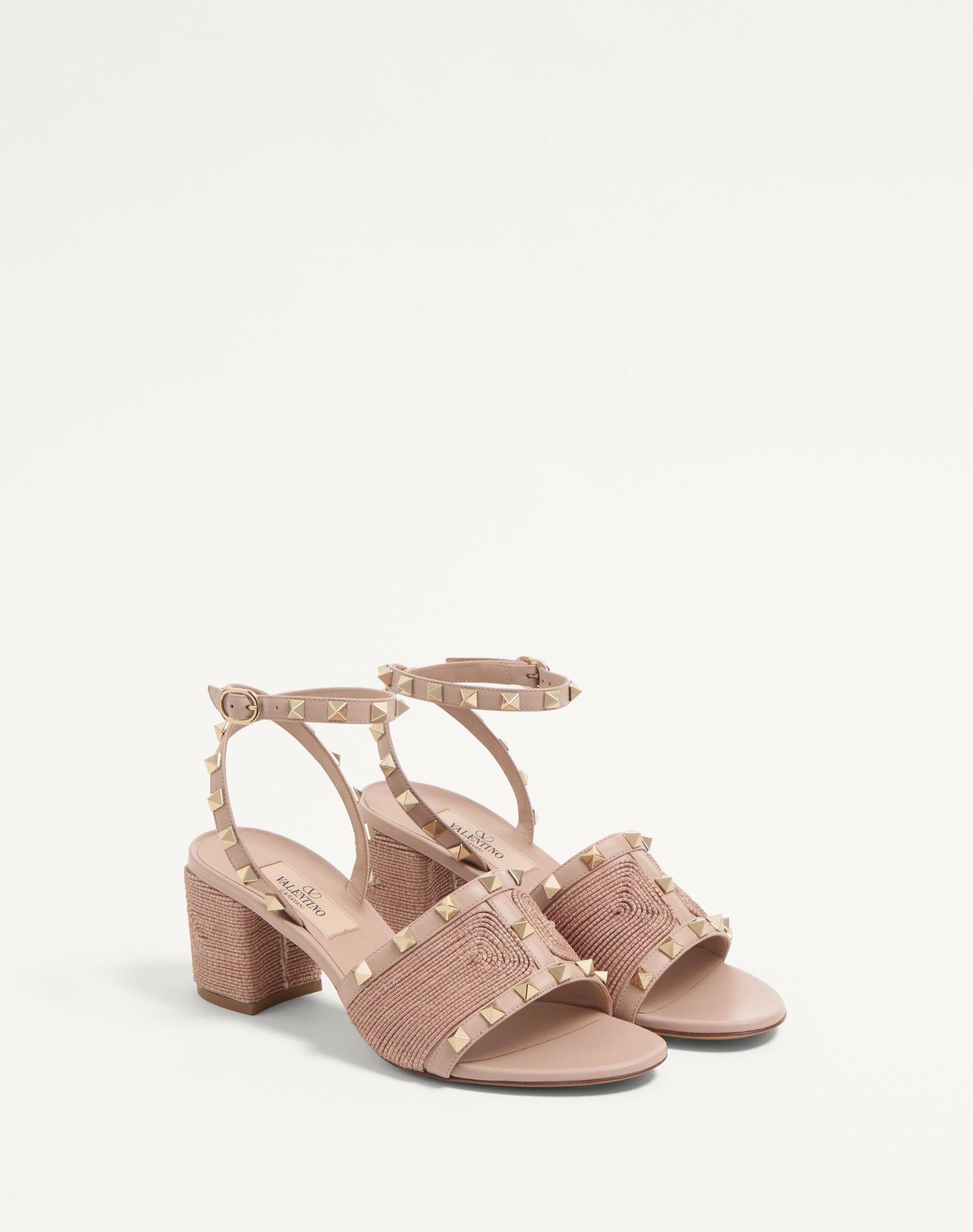 Rockstud Calfskin Sandal With Cornely Embroidery 60Mm Product Image