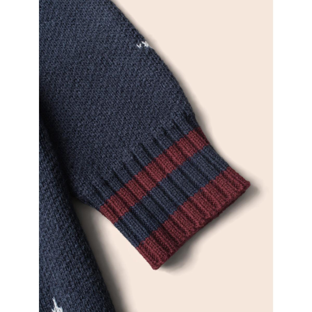 Plus Size Star Contrast Patched Pocket Cardigan Indigo Women Casual Loose Long Sleeve Everyday Cardigans BloomChic 18-20/2X Product Image