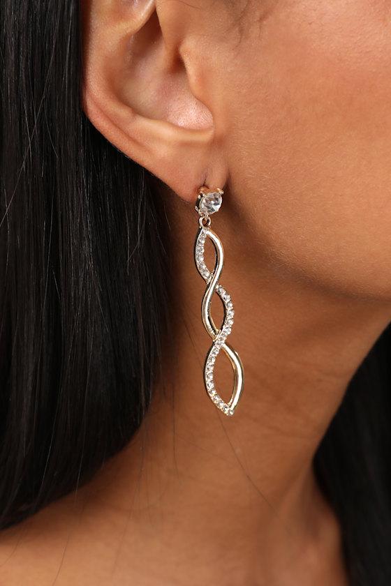 Jene Gold Rhinestone Drop Earrings Product Image