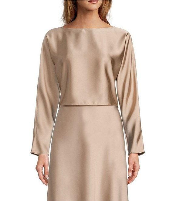 Antonio Melani Blyss Boat Neck Long Sleeve Coordinating Satin Blouse Product Image
