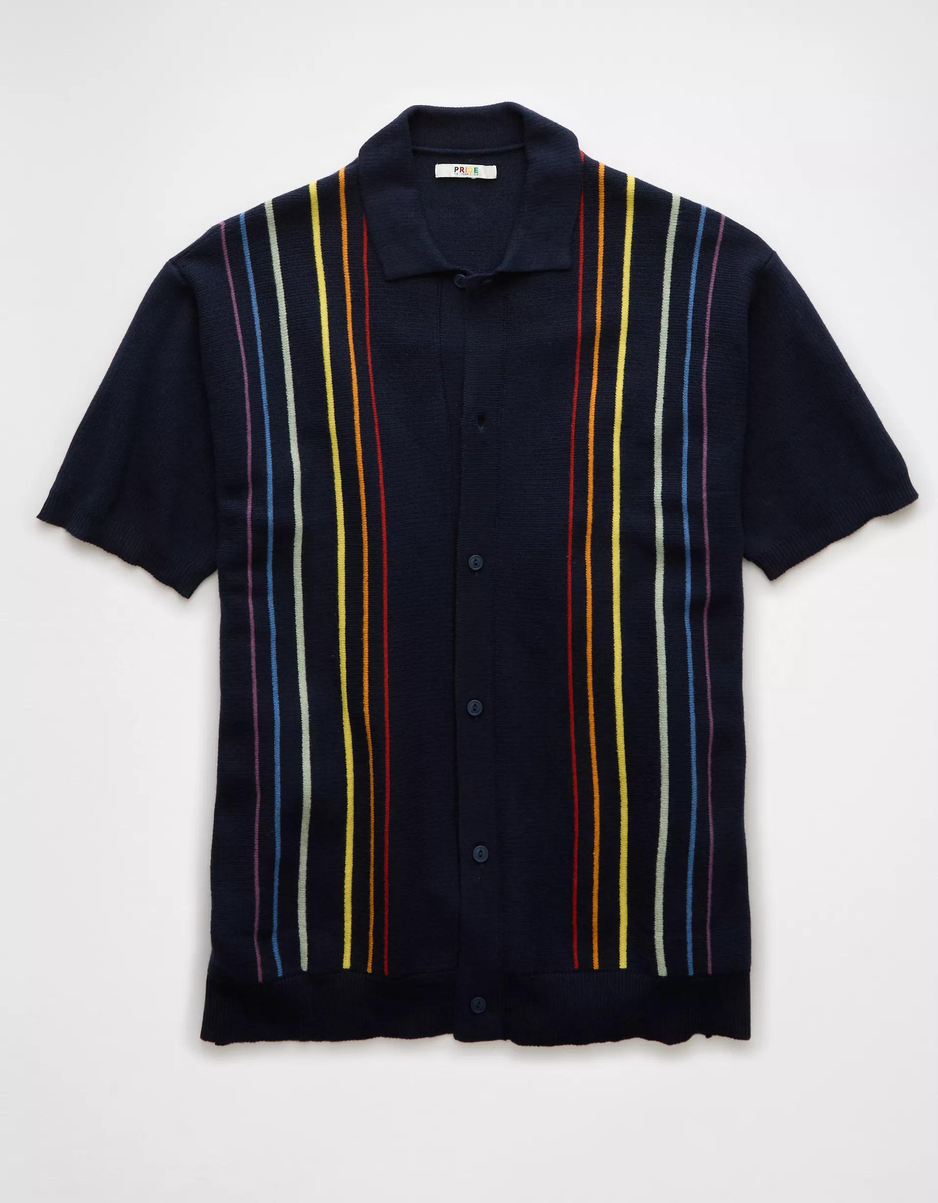 AE Pride Weekend Button-Up Sweater Polo Shirt Product Image