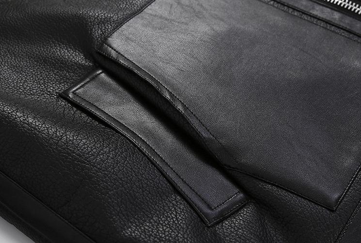 RT No. 2798 BLACK FLEECE COLLAR LEATHER JK Product Image