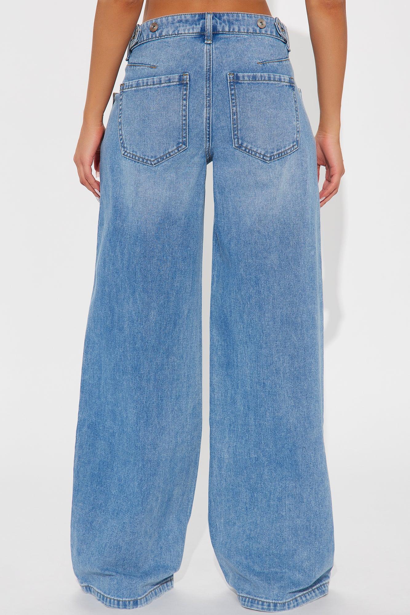 Dania Non Stretch Waistband Tab Wide Leg Jeans - Medium Wash Product Image