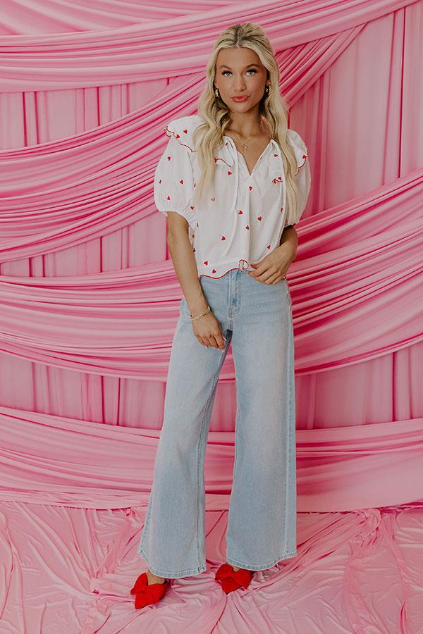 Candy Hearts Embroidered Top in White Product Image