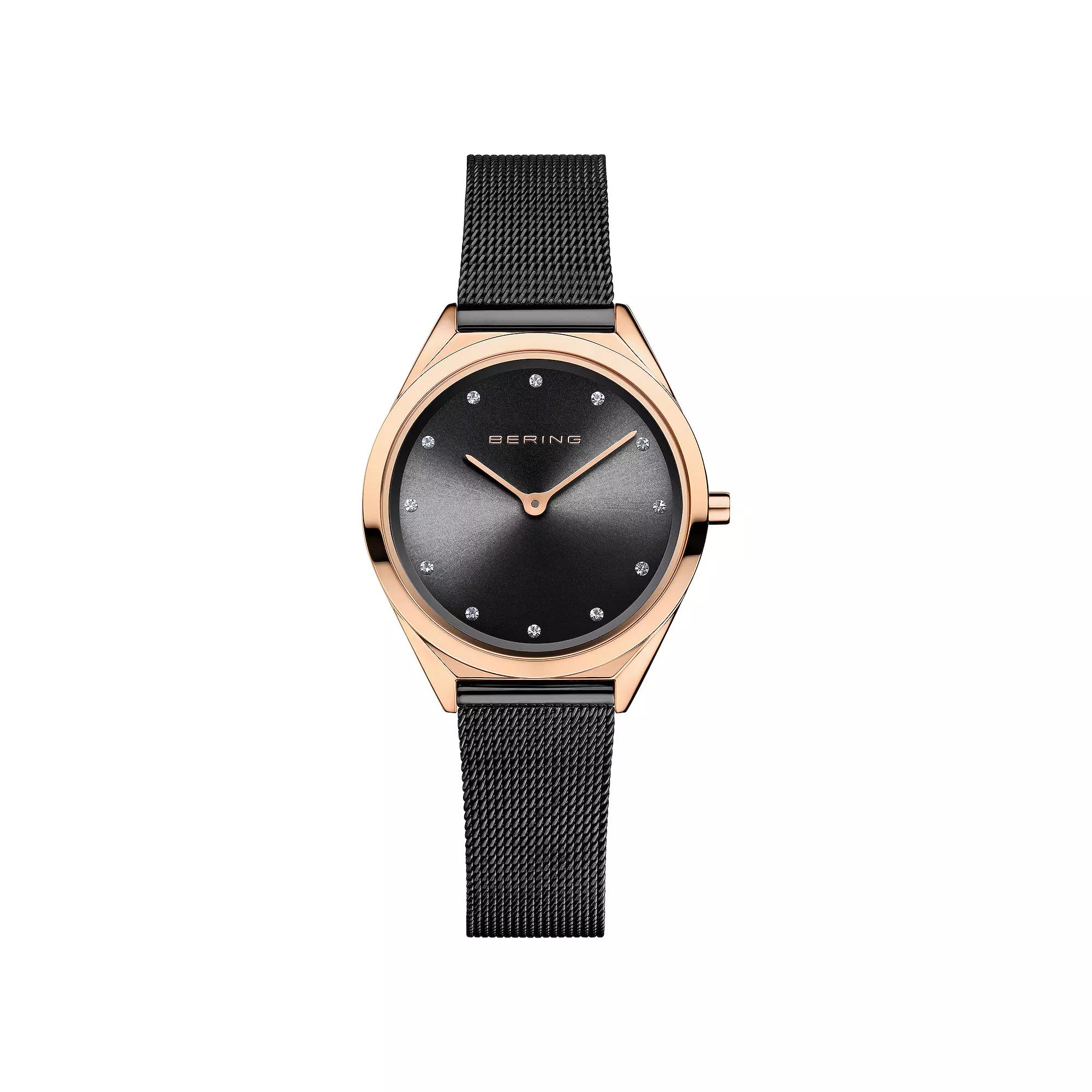 BERING Women's Ultra Slim Two Tone Stainless Steel Black Milanese Bracelet Watch - 17031-162, Size: 31 mm Product Image