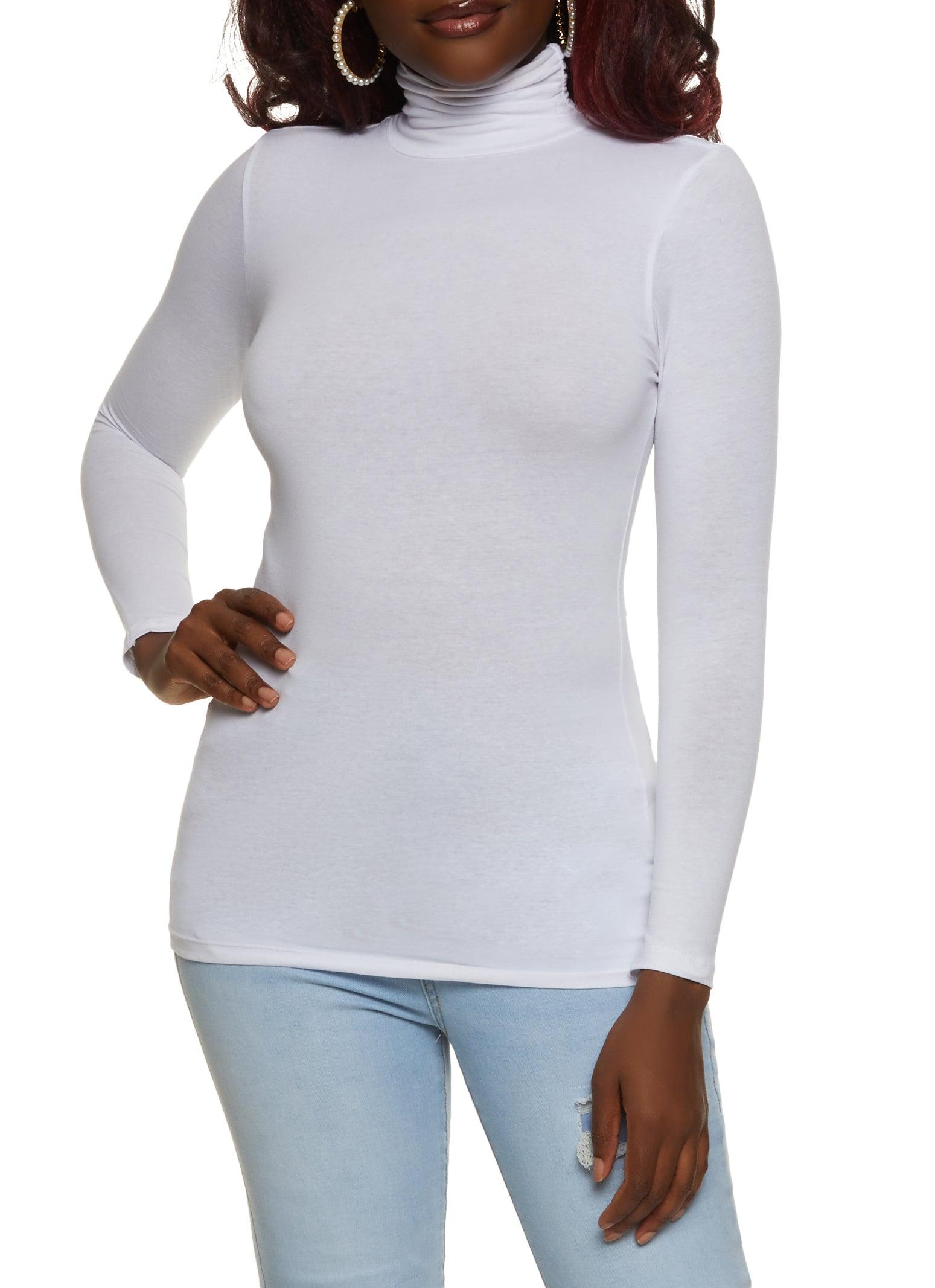 Womens Solid Long Sleeve Turtleneck Top Product Image