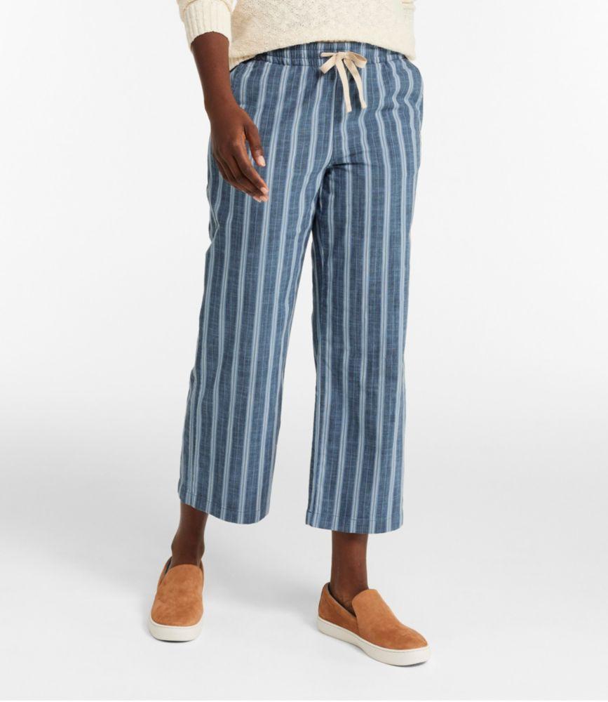 Women's Lakewashed Pull-On Chinos, Mid-Rise Wide-Leg Crop Stripe Product Image