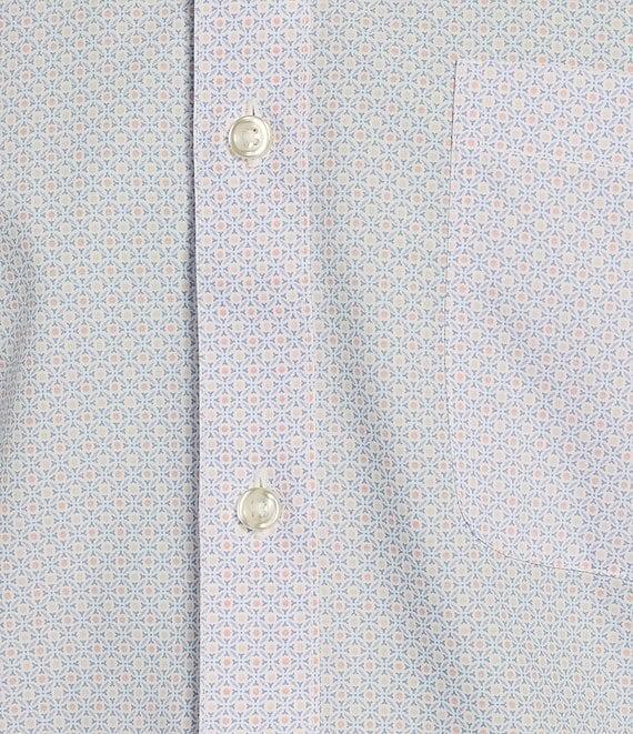 Gold Label Roundtree & Yorke Non-Iron Short Sleeve Tile Print Poplin Sport Shirt Product Image