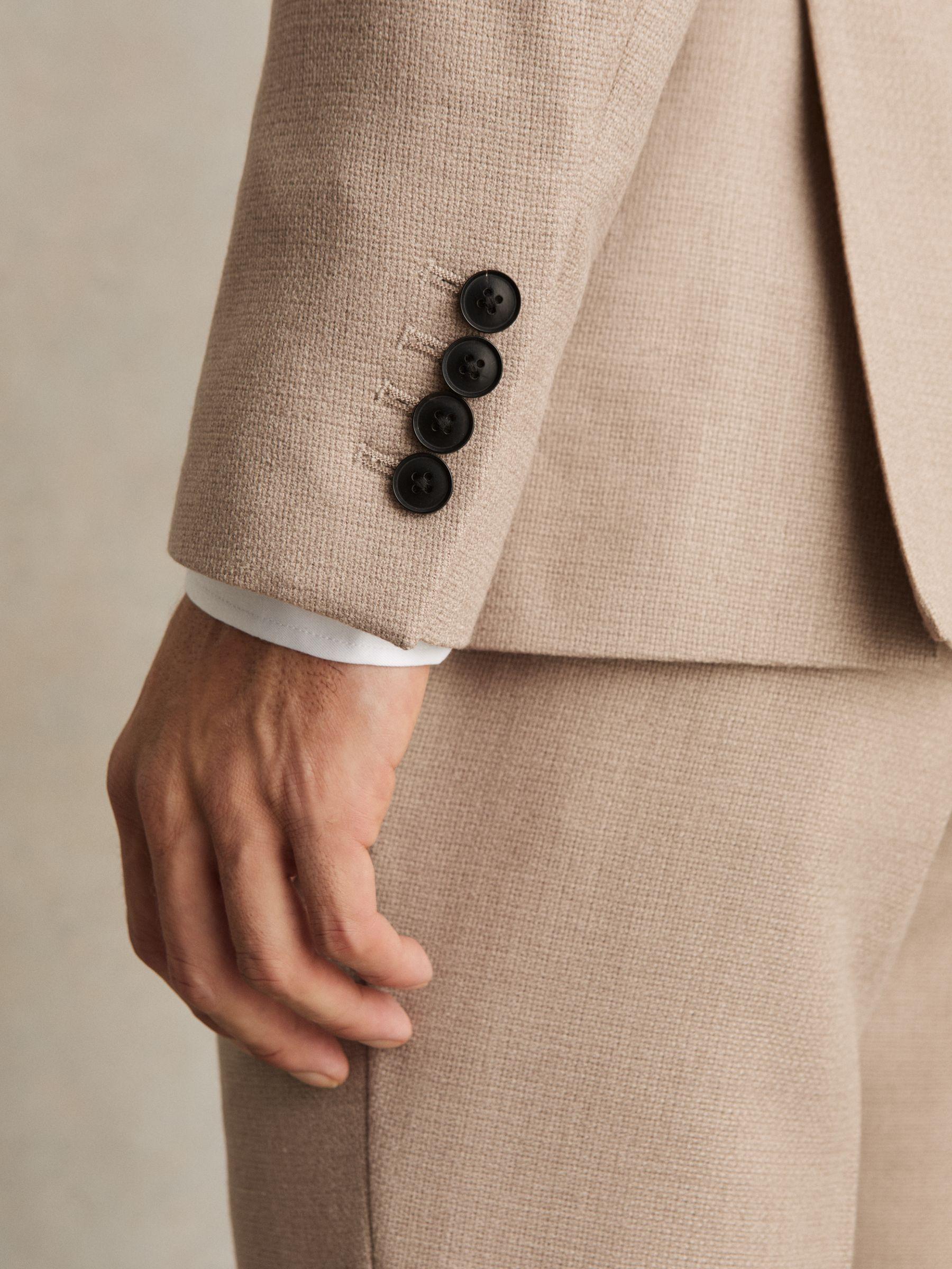 Slim-Fit Wool-Blend Double-Breasted Suit Blazer in Oatmeal Brown Product Image