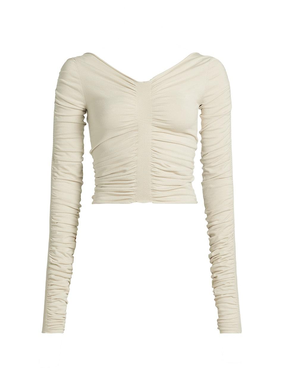 Womens Ruched V-Neck Top Product Image