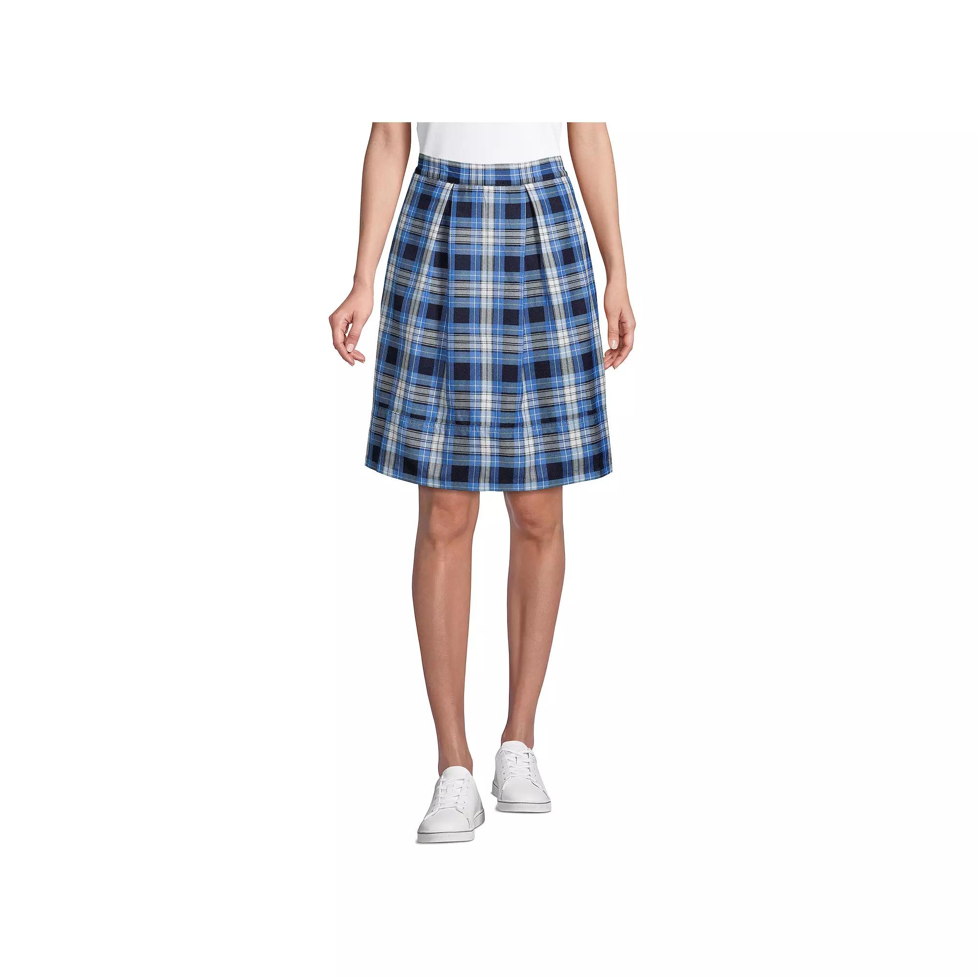 Women's Lands' End Plaid Top of Knee Length Pleated Skort, Size: 4, Clear Blue Plaid Product Image