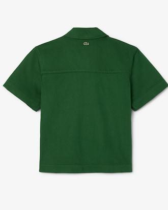 Oversized Denim Polo Shirt Product Image