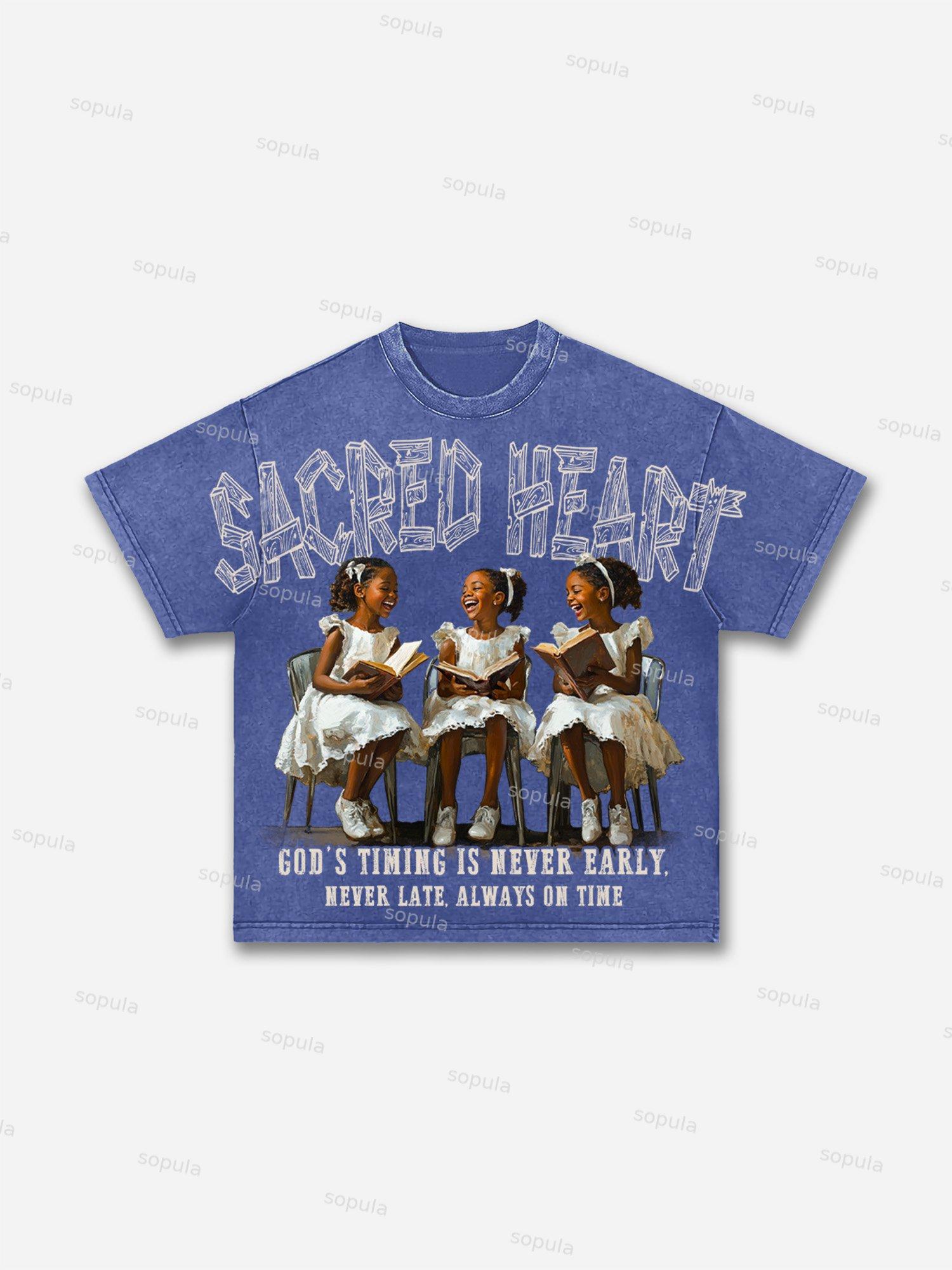 Jesus Sacred Heart Retro Graphic Acid Wash T-shirt Product Image