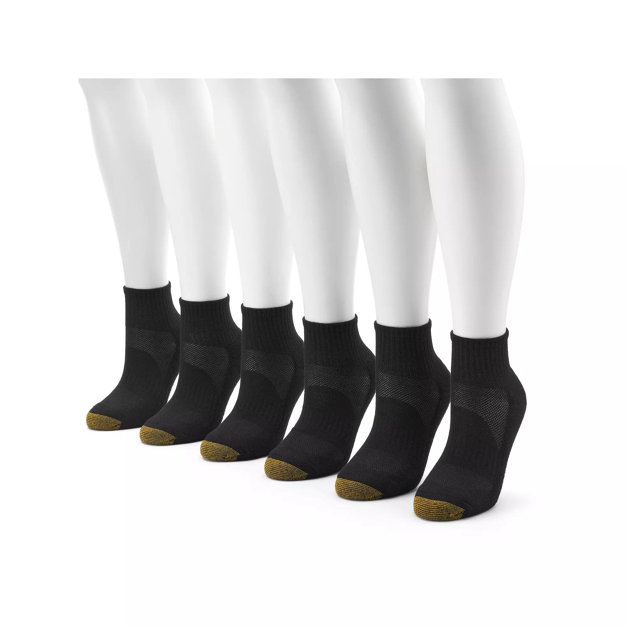 Women's GOLDTOE ® 6-pack Half Cushion Quarter Socks, Size: 9-11, Black Product Image