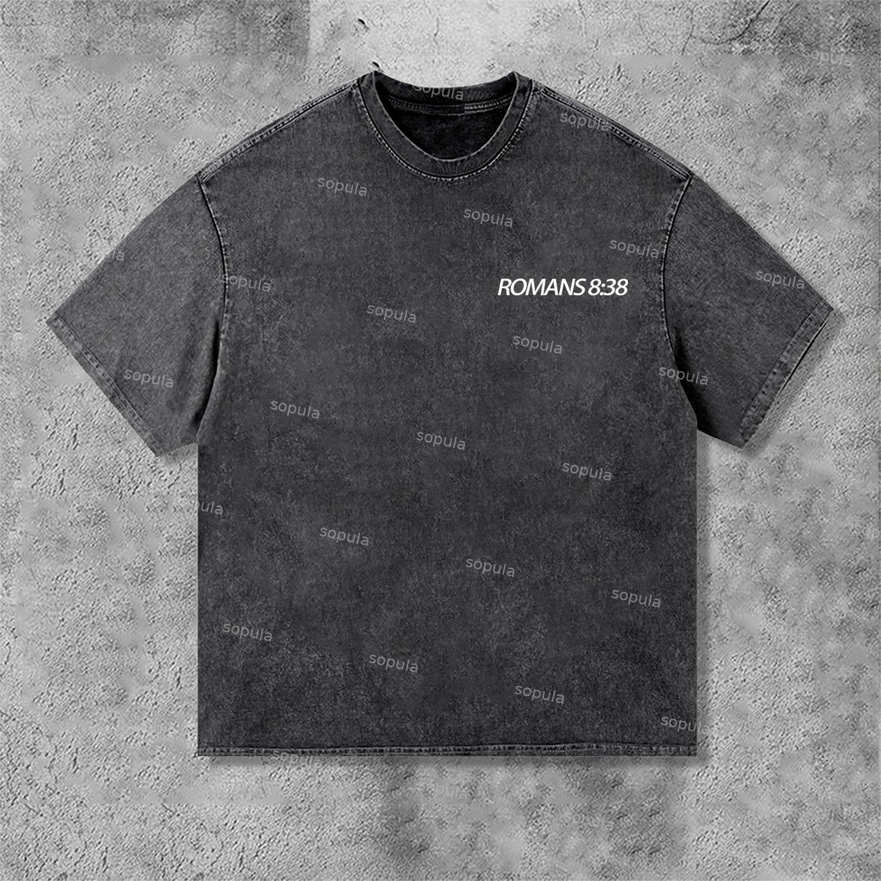 Romans 8 38 Faith Over Fear Graphic Print Acid Washed T-Shirt Product Image