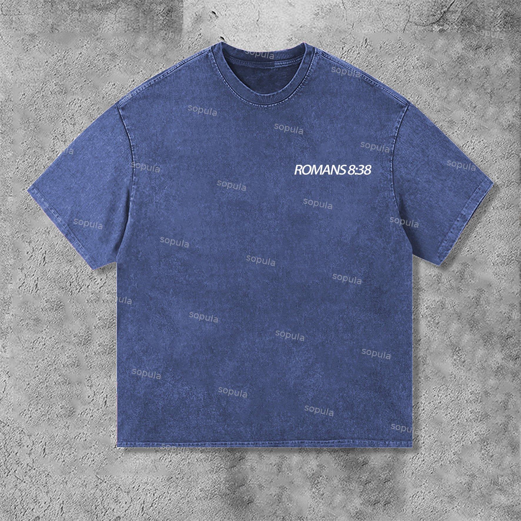 Romans 8 38 Faith Over Fear Graphic Print Acid Washed T-Shirt Product Image