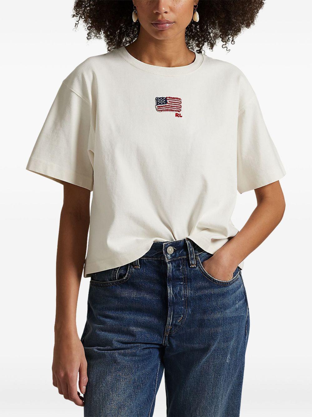 flag-embroidered t-shirt Product Image