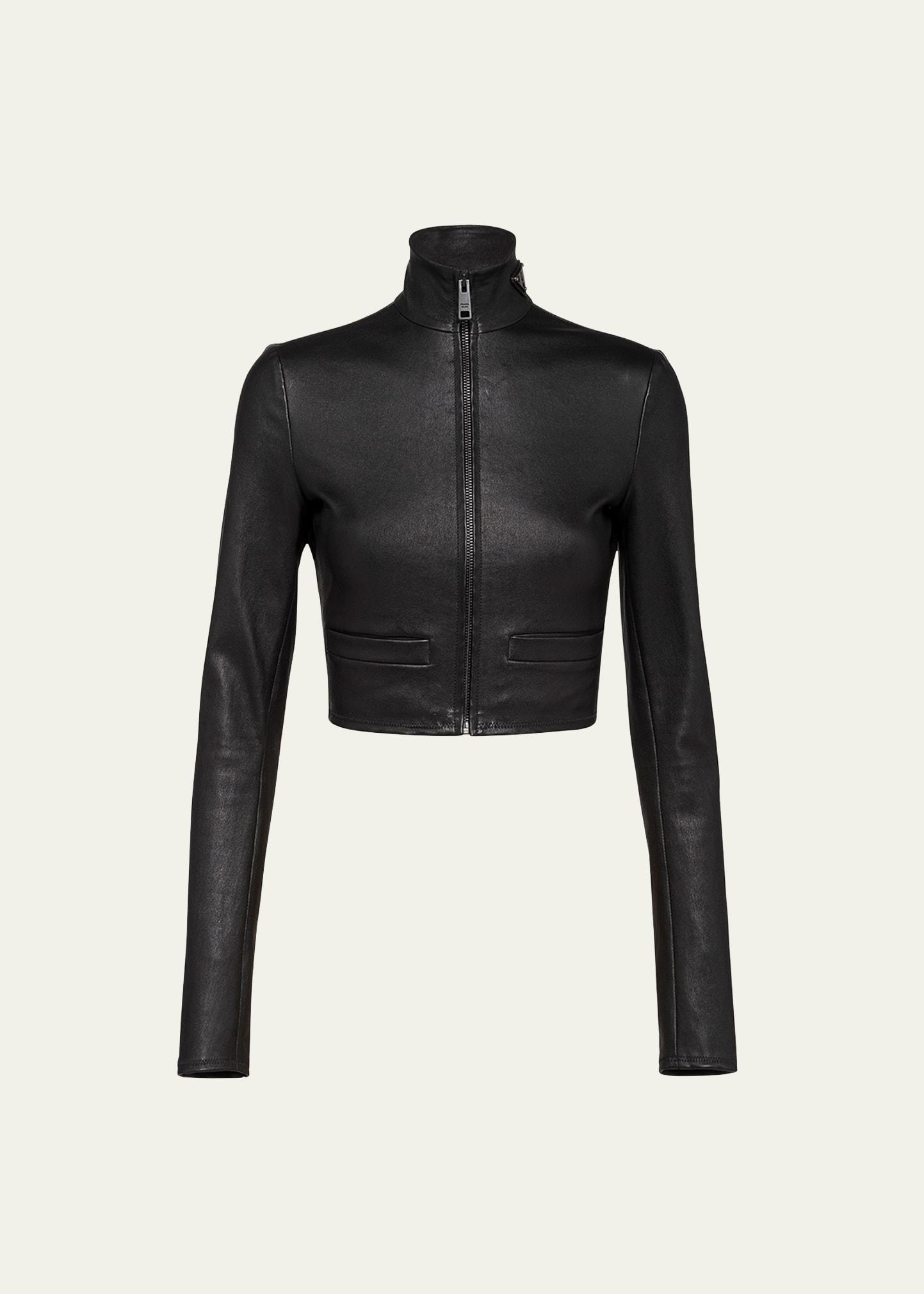 Leather Zip Crop Jacket Product Image