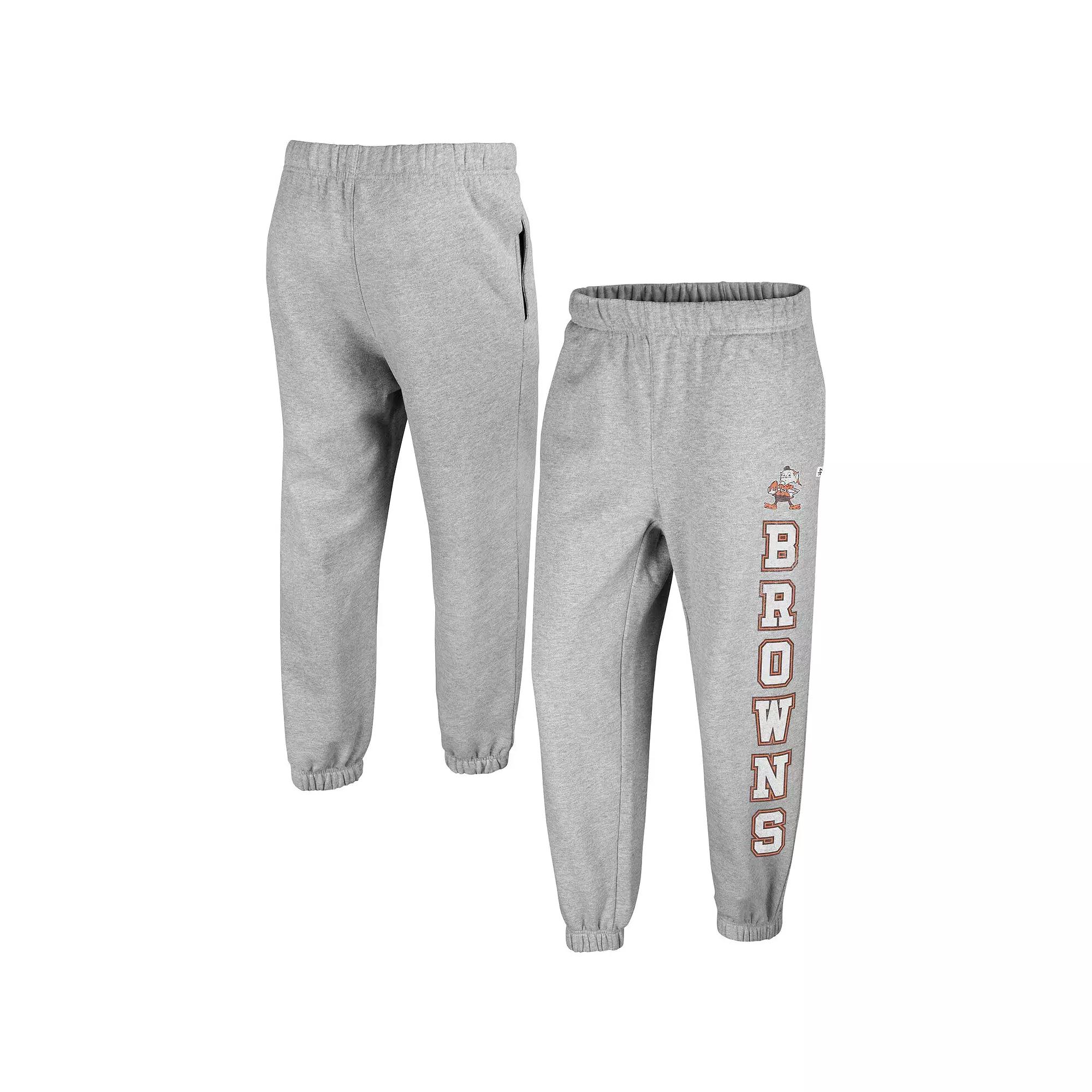 Women's '47 Heather Gray Cleveland Browns Double Pro Harper Jogger Sweatpants,  Product Image