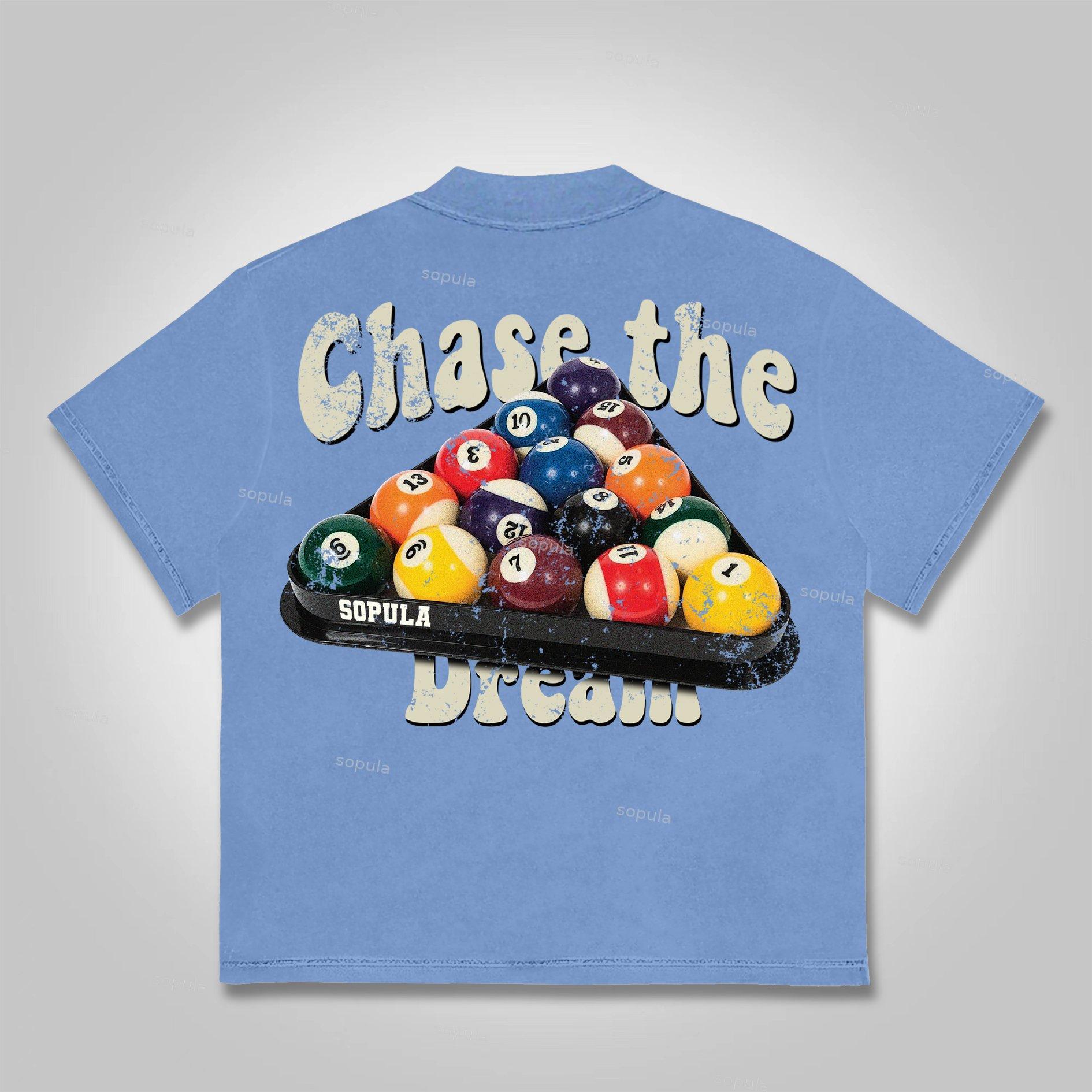 Sopula Chase The Dream Vintage Billiards Graphics Cotton T-Shirt Product Image
