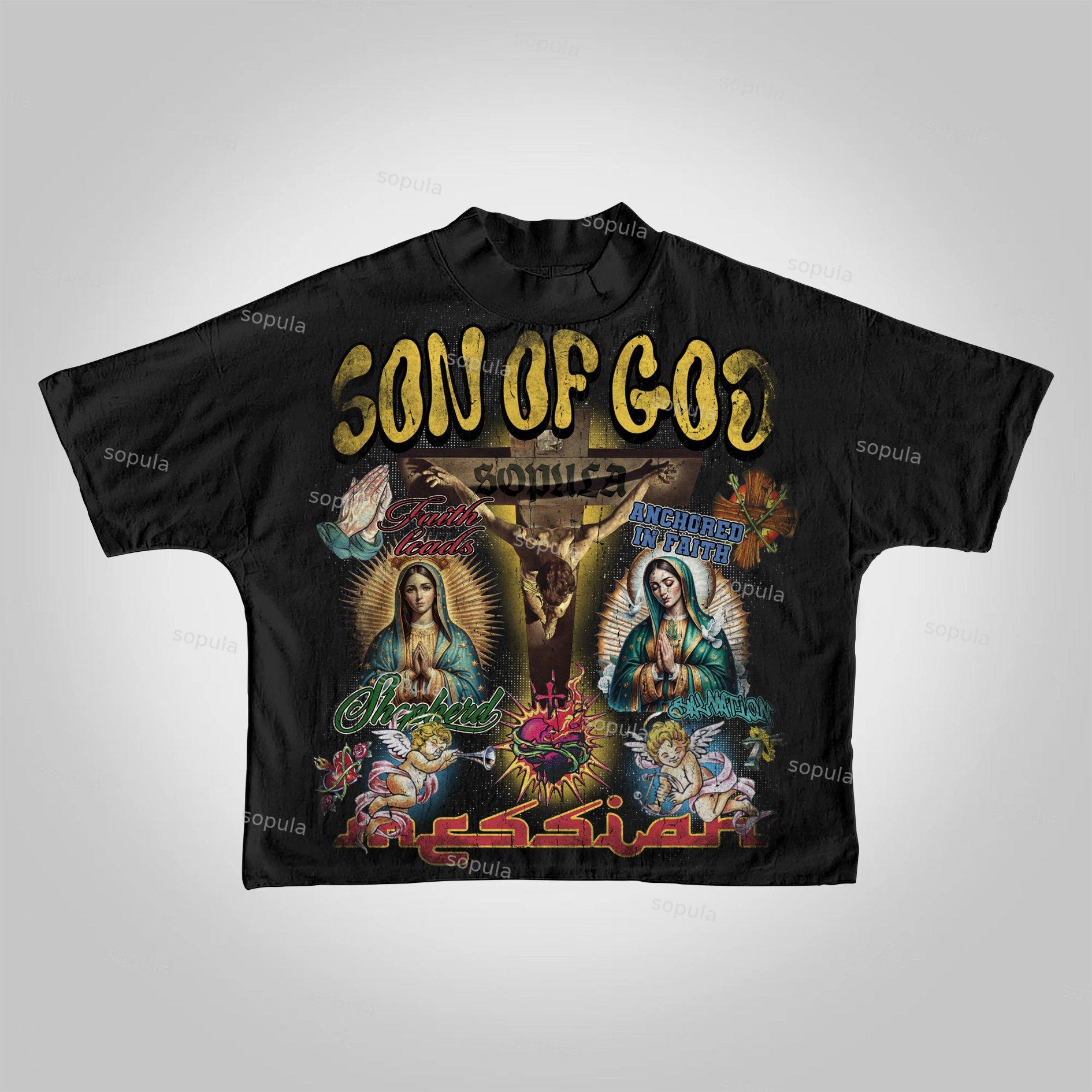 Sopula Son Of God Vintage Collage Graphics Cropped T-Shirts Product Image