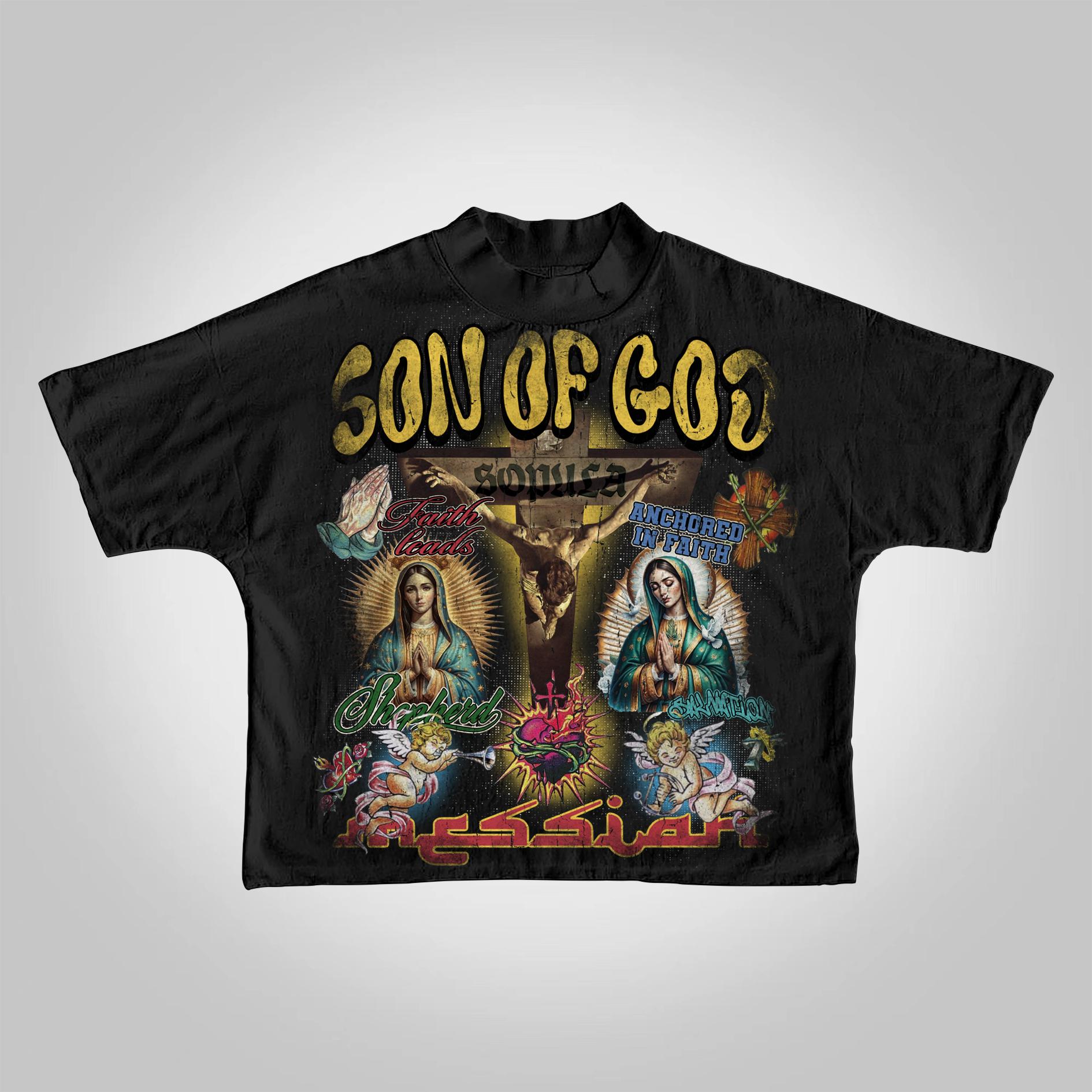 Sopula Son Of God Vintage Collage Graphics Cropped T-Shirts Product Image