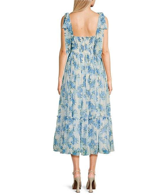 B. Darlin Printed Chiffon Sweetheart Neck Ruffle Dress Product Image