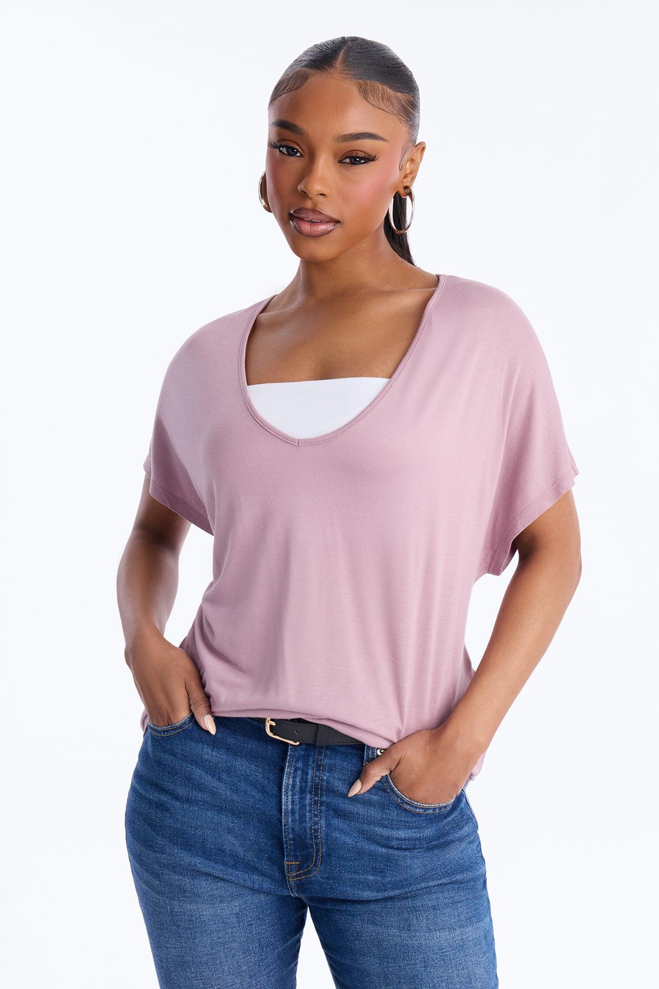 Tasmin Oversized V Neck Tee - Lilac Female Product Image