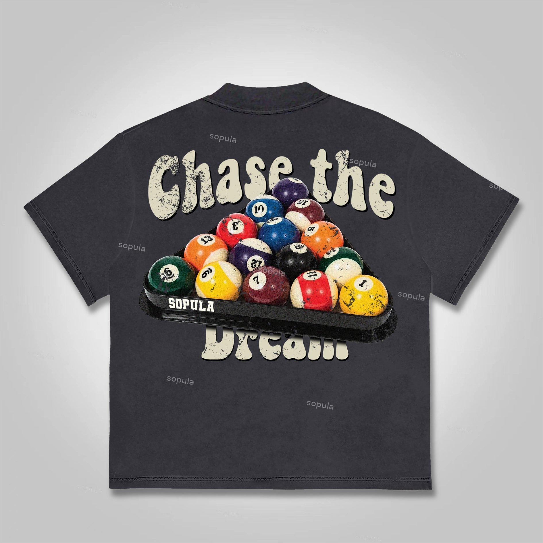 Sopula Chase The Dream Vintage Billiards Graphics Cotton T-Shirt Product Image