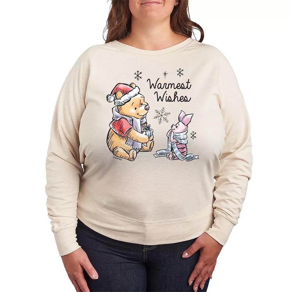 DIsney's Winnie The Pooh Piglet & Pooh Women's Warmest Wishes French Terry Long Sleeve Tee,  Product Image