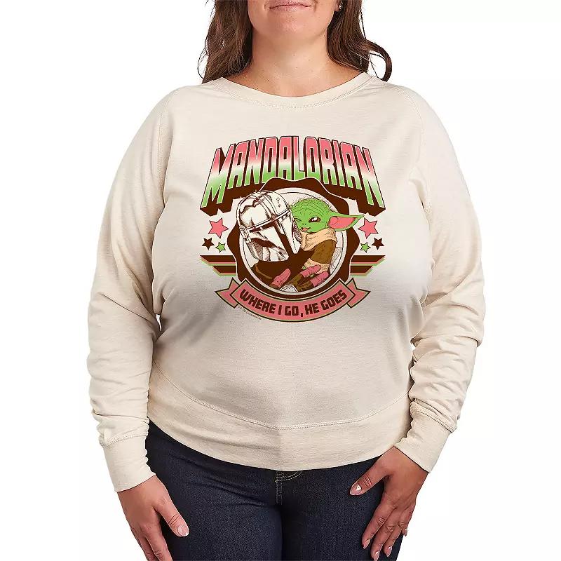 Plus Size The Mandalorian Mando Collegiate French Terry Long Sleeve Tee, Womens Product Image