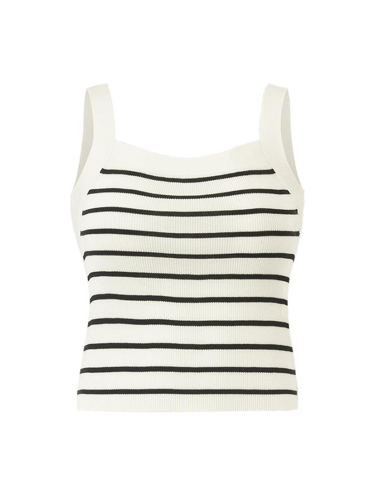 Acetate Striped Square Neck Women Knit Vest Product Image