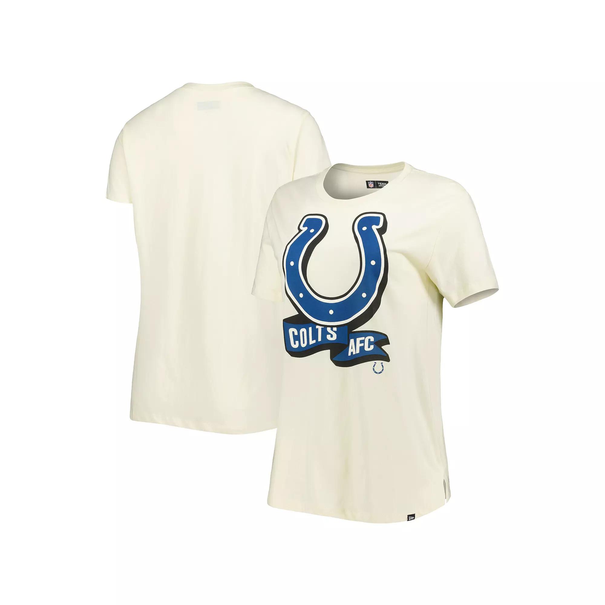 Women's New Era Cream Indianapolis Colts Chrome Sideline T-Shirt, Size: Small, Beige Product Image