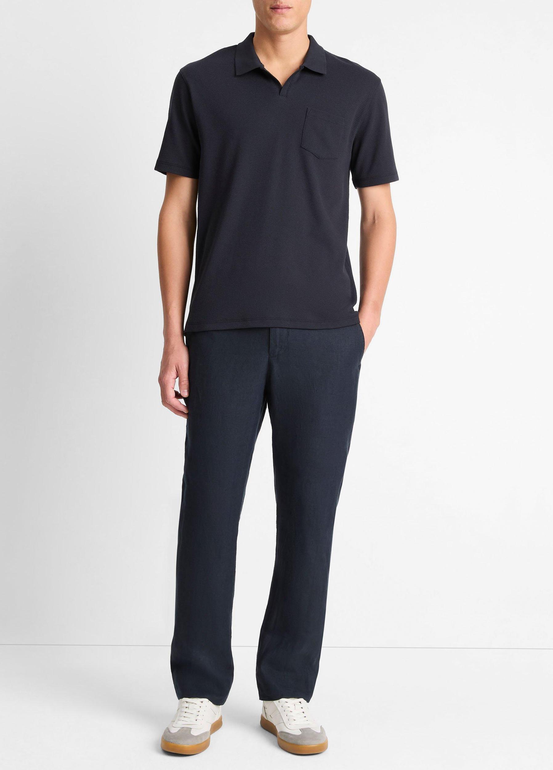 Cotton-Blend Johnny-Collar Polo Shirt Product Image