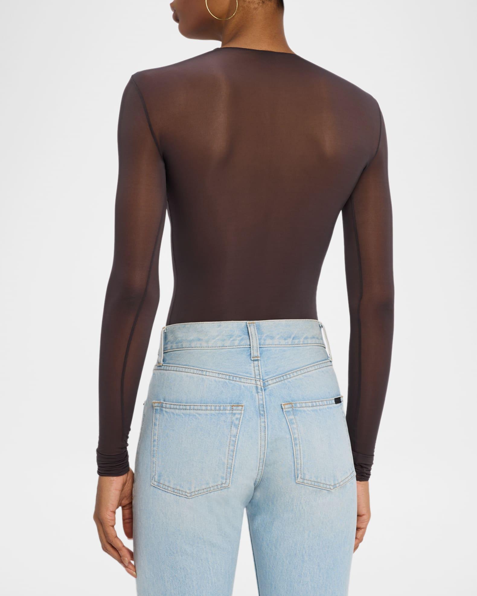 Sheer Knit Long-Sleeve Bodysuit Product Image