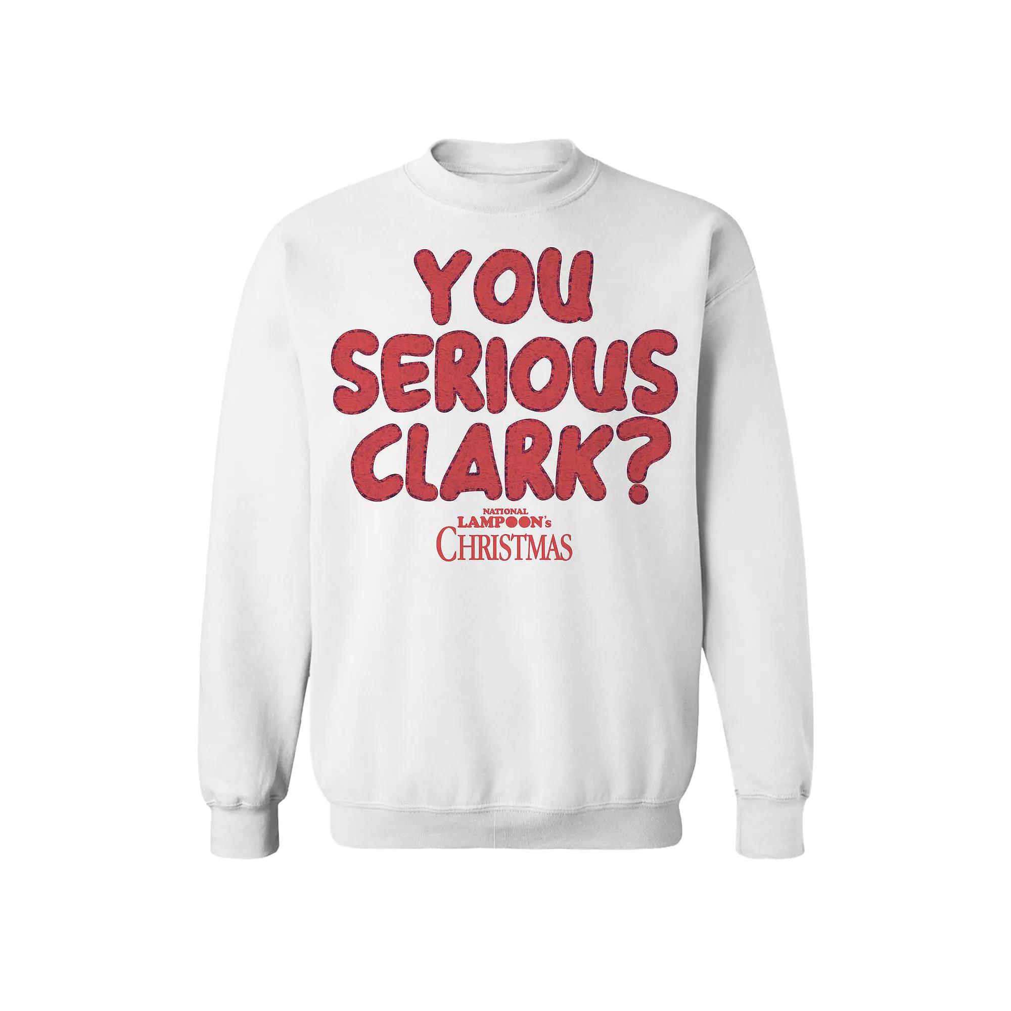 Men's You Serious Clark Red National Lampoon's Christmas Vacation Graphic Fleece Crew Sweatshirt, Size: XXL, White Product Image