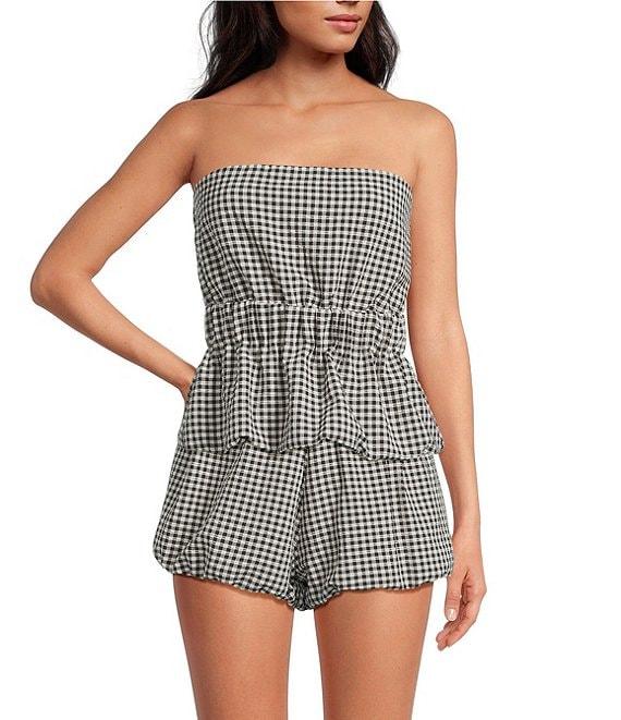 Gianni Bini Elle Gingham Mid Rise Coordinating Bloomer Shorts Product Image