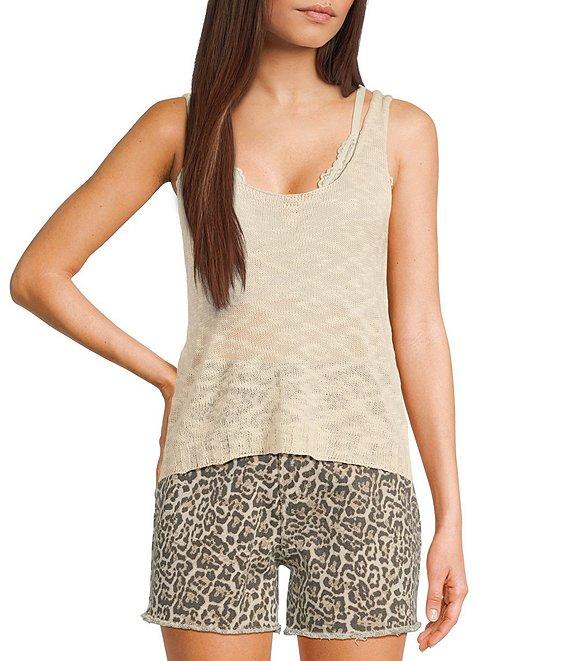 Angie Sleeveless Scoop Neck Solid Knit Tank Top Product Image