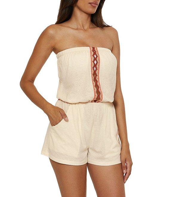 Lucky Brand Malaga Multi Color Crochet Strapless Romper Swim Cover-Up Product Image