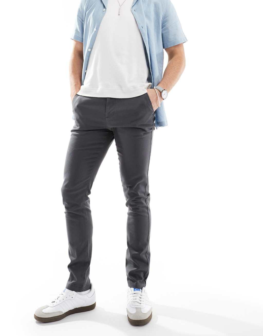 ASOS DESIGN skinny chinos in charcoal  Product Image
