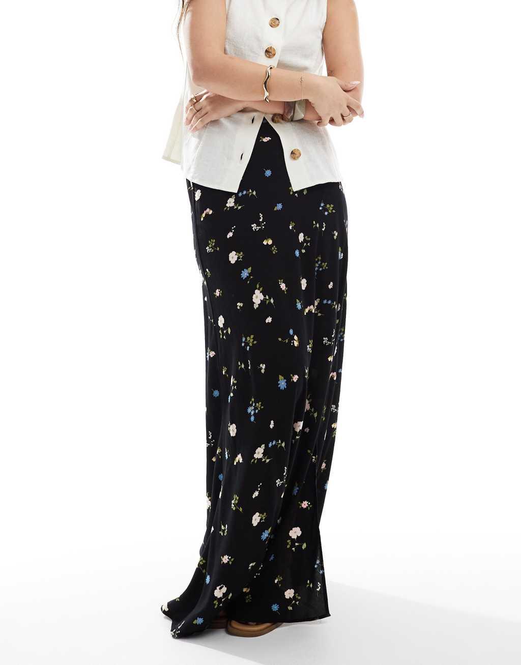 ASOS DESIGN high slit maxi skirt in floral print Product Image