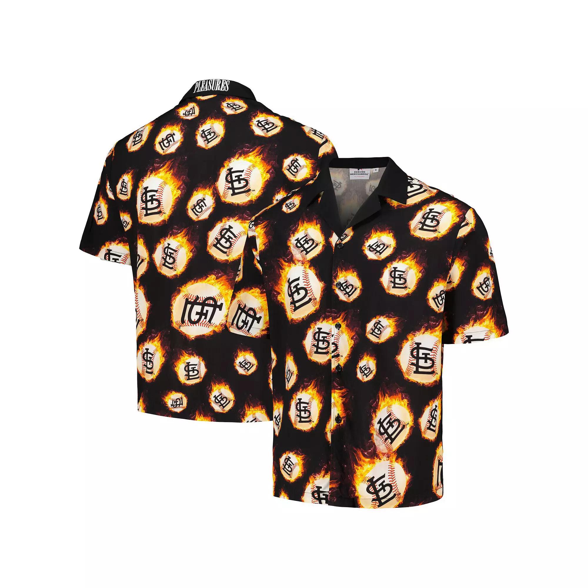 Men's Black St. Louis Cardinals Flame Fireball Button-Up Shirt,  Product Image