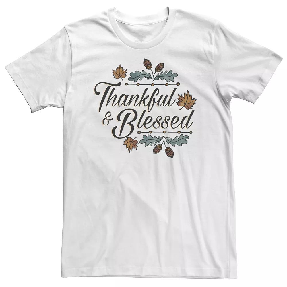 Big & Tall "Thankful & Blessed" Autumn Design Tee, Men's, Size: 4XL, White Product Image