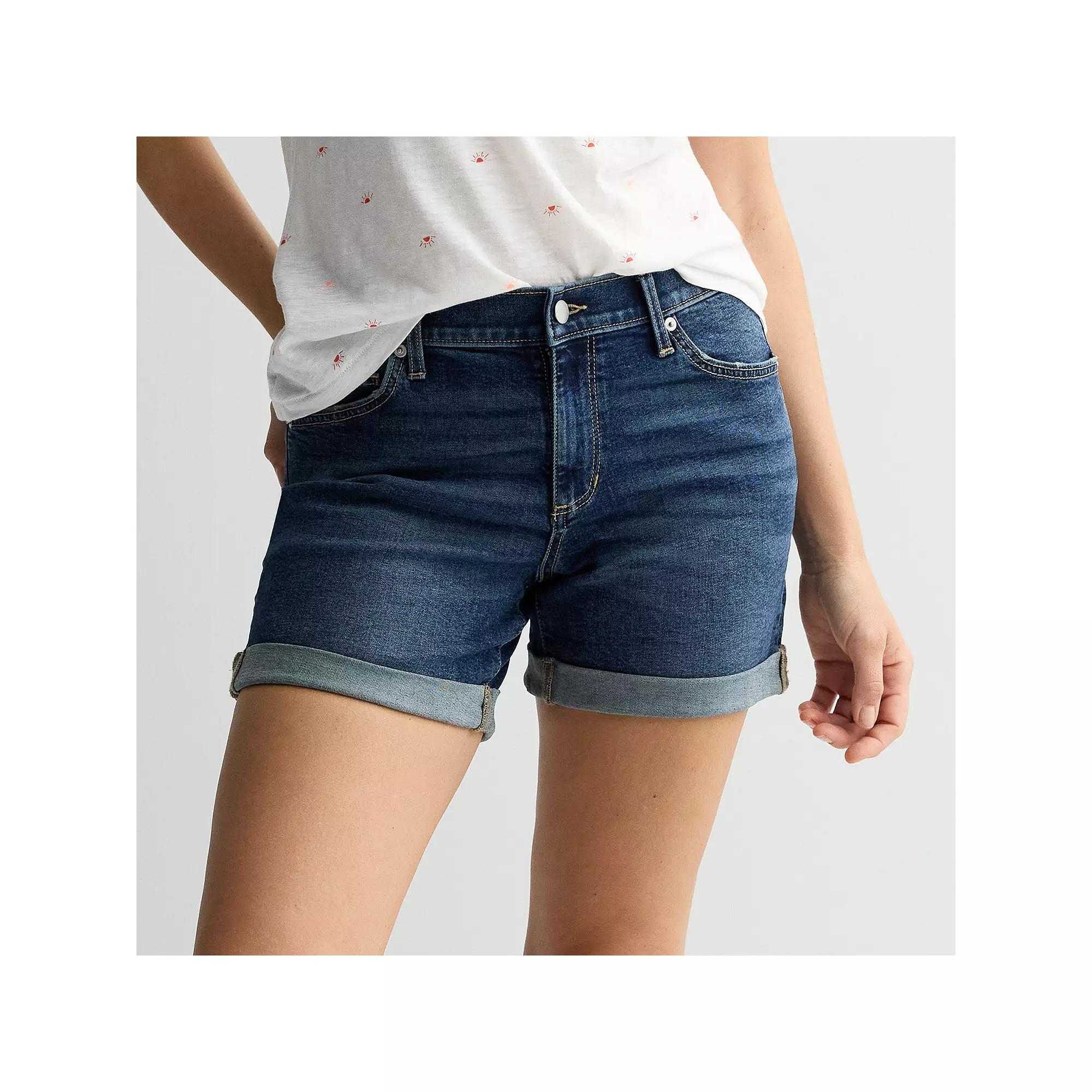 Women's Sonoma Goods For Life® Mid Rise Roll Cuff Shorts, Size: 10, Medium Blue Wash Product Image