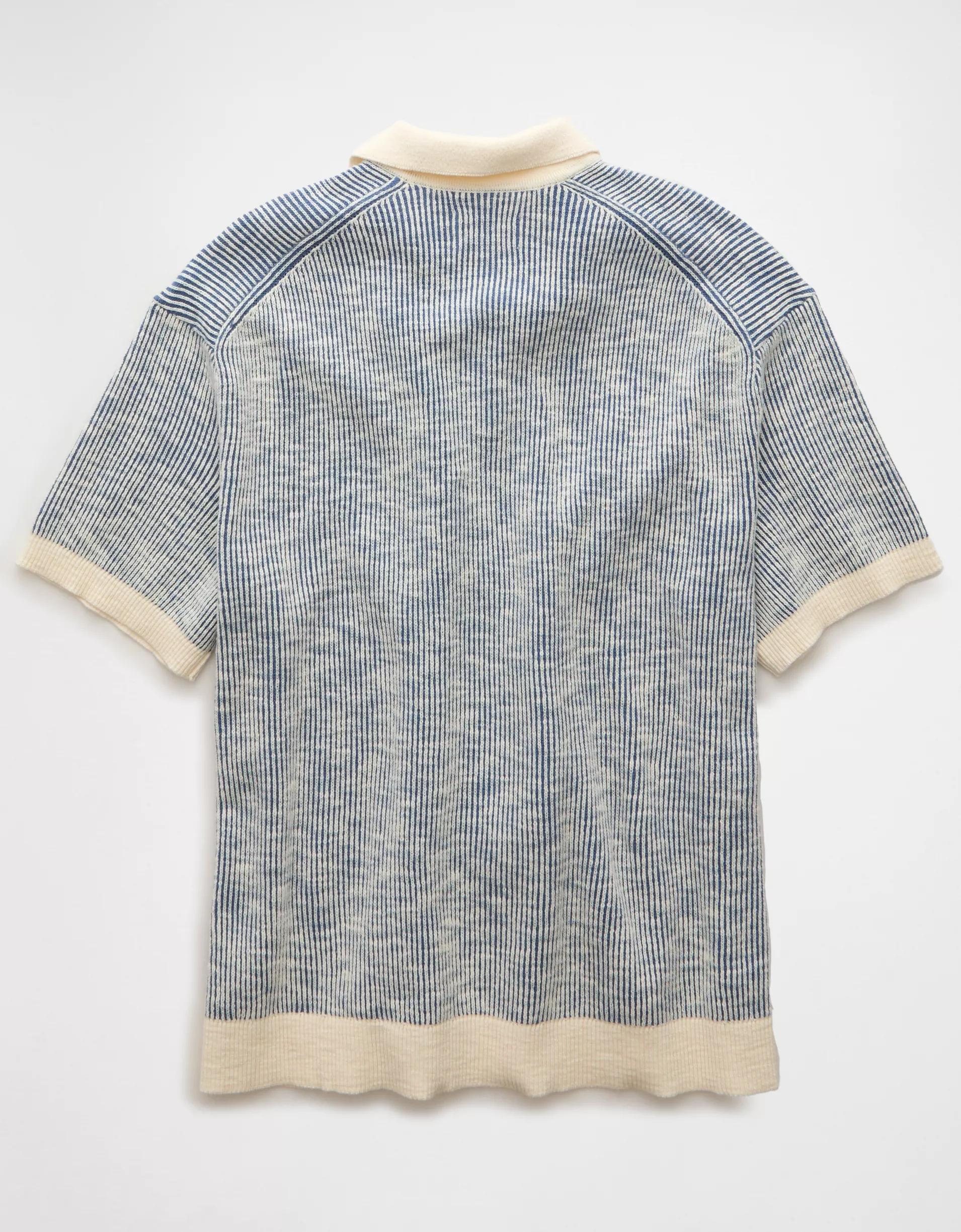 AE Weekend Striped Button-Up Sweater Polo Shirt Product Image