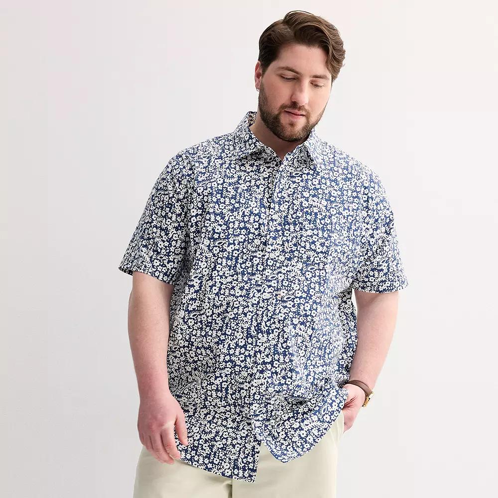 Big & Tall Sonoma Goods For Life® Short Sleeve Perfect Length Shirt, Men's, Size: XL Tall, Baha Batik Blue Product Image