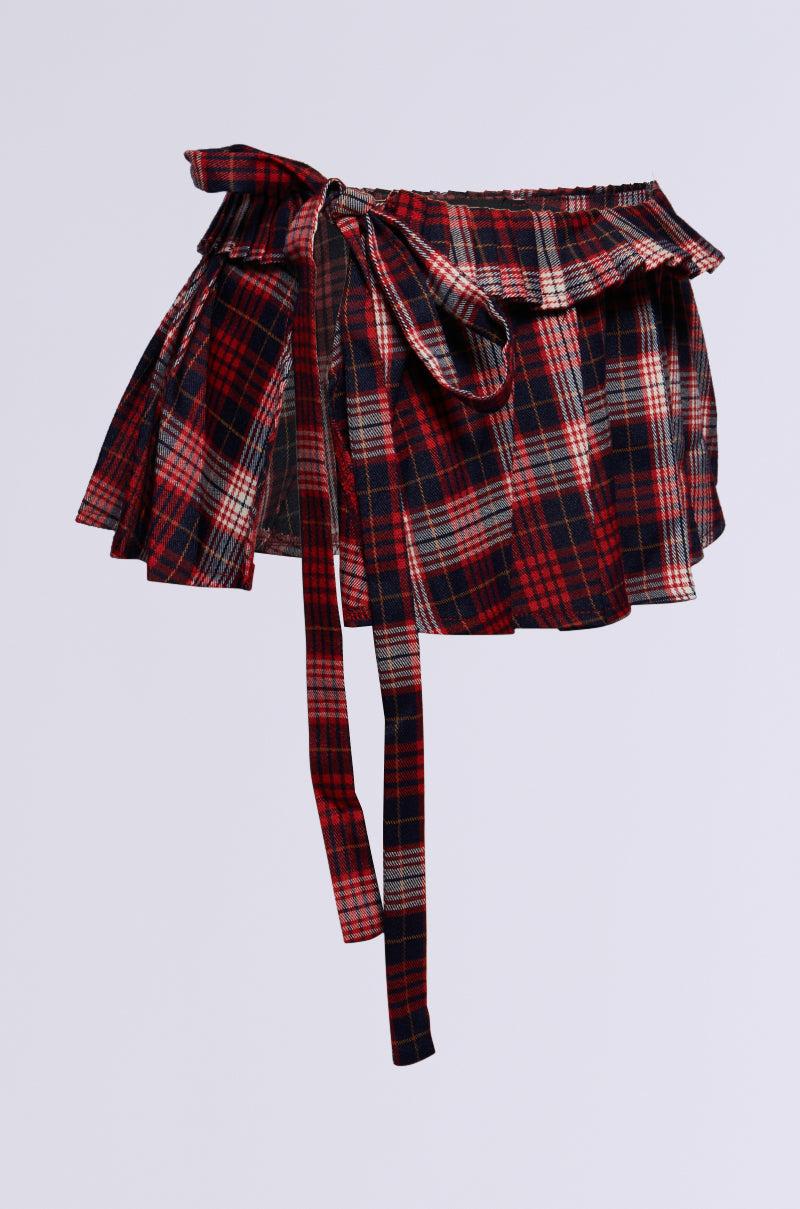 WHEN IN LONDON TIE SIDE BELT SKIRT Product Image