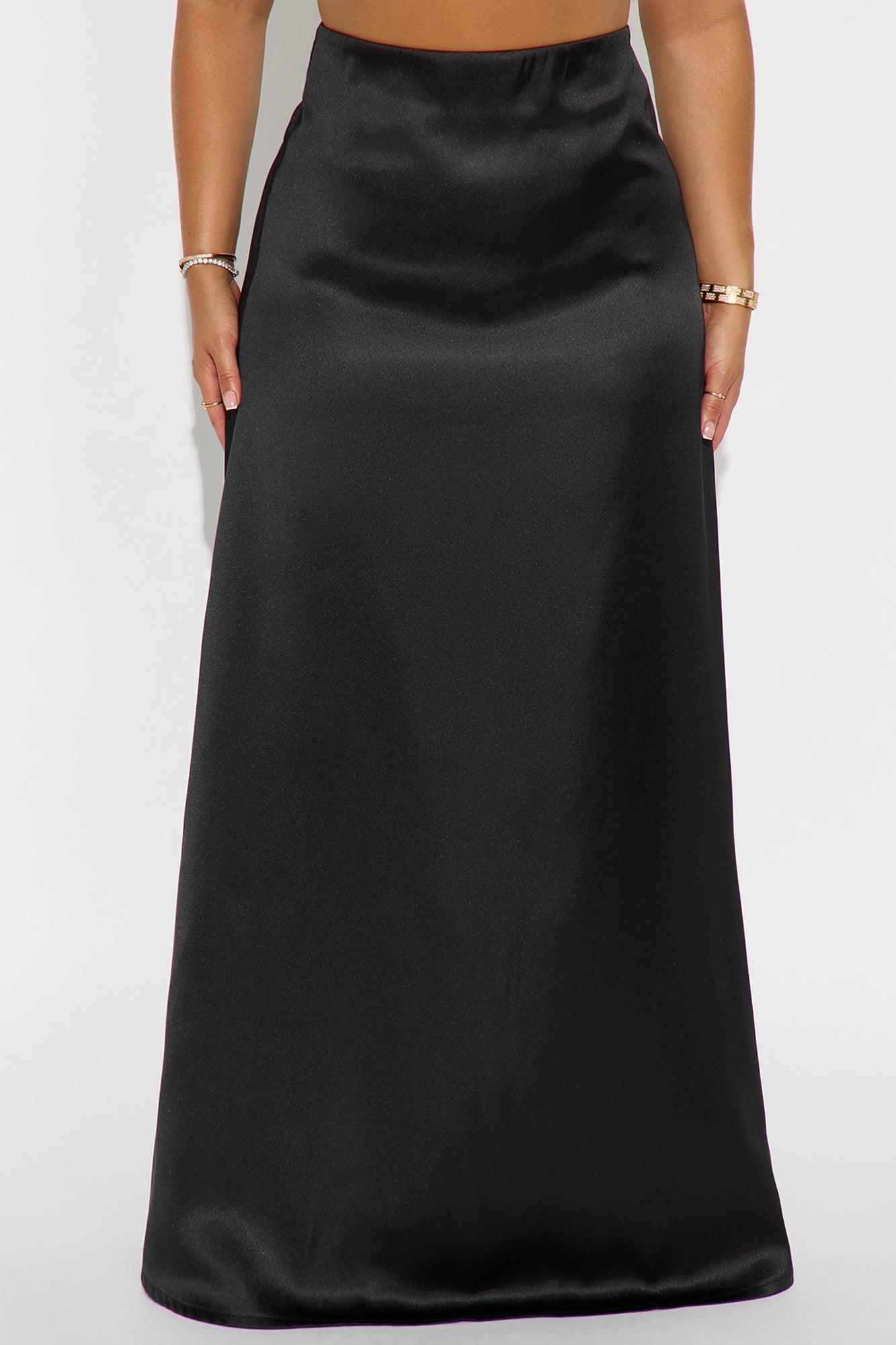 Estella Satin Maxi Skirt - Black Female Product Image